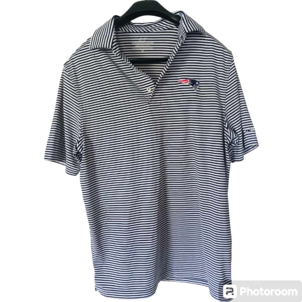New England Patriots Polo Shirt- Sz. Medium/ Blue and White